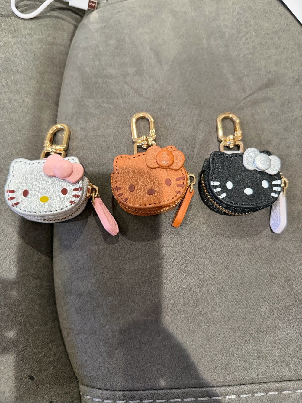 Hello Kitty Kids Keychain Coin Pouch Trio - White, Orange, Black